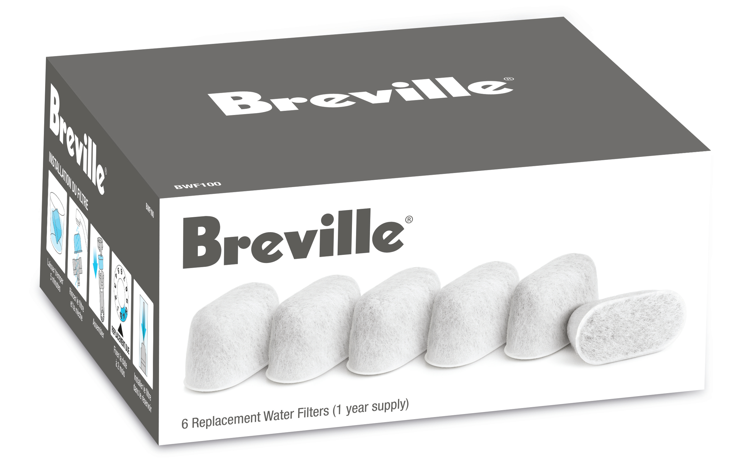 

Breville - 6 replacement water filters, bwf100